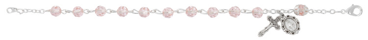 (BR334) SS PINK CRYSTAL BRACELET