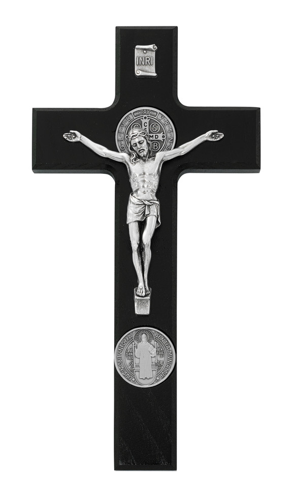 (80-206) 9" BLACK ST BENEDICT CRUC