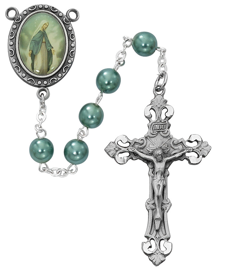 (R916F) 7MM TEAL OL GRACE ROSARY