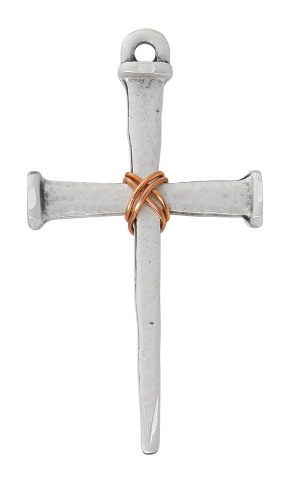 (L9297) 24" CH SS TWO-TONE NAIL CROSS