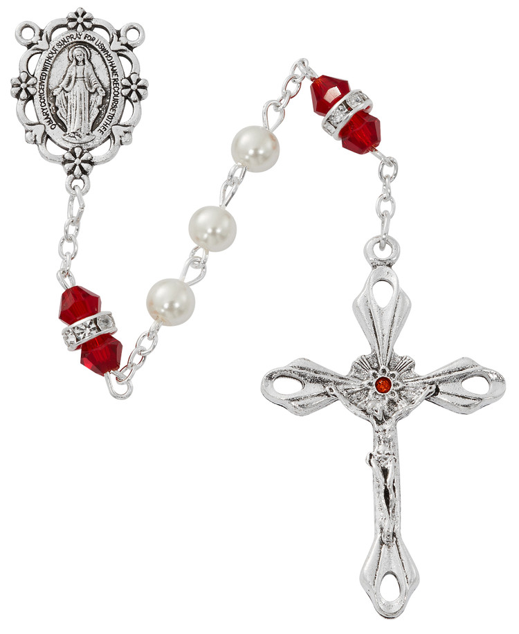 (R917GAKF) 6MM PEARL, GARNET ROSARY