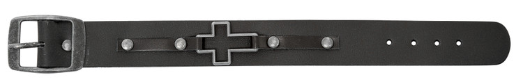 (BR261X) BLACK LEATHER MEN'S CROSS BRAC