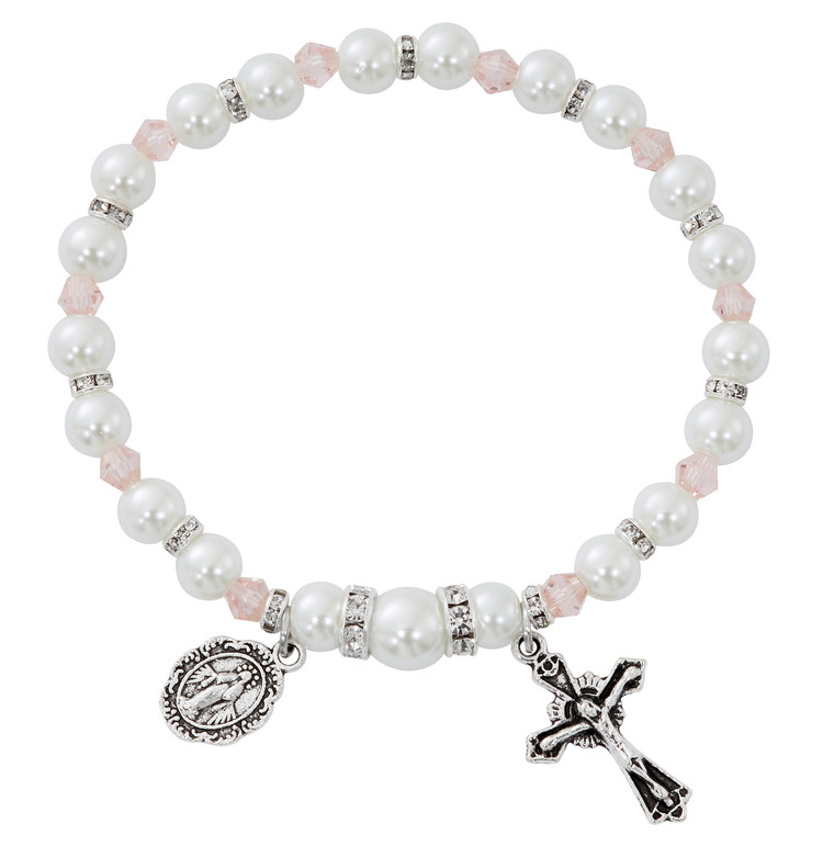 (B209) ROSE STRETCH ROSARY BRACELET