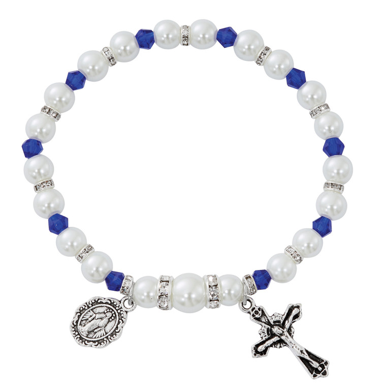 (B208C) SAPPHI STRETCH ROSARY BRACELET