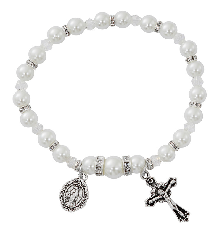 (B203FB) CRYSTA STRETCH ROSARY BRACELET