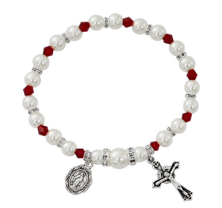 (B200C) GARNET STRETCH ROSARY BRACELET