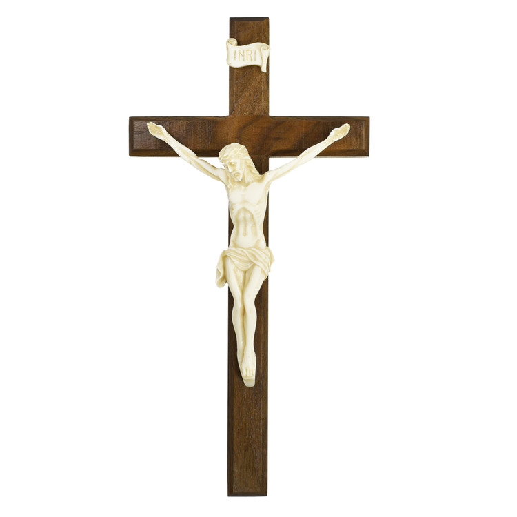 (81-89) 12" WALNUT BEVELED CRUCIFIX