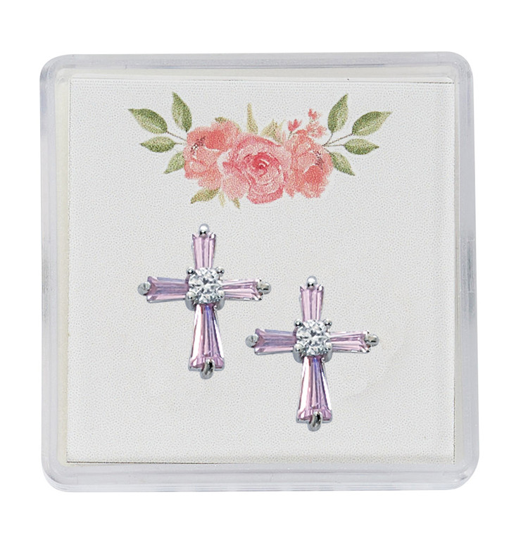 (EAR2) PINK CUBIC ZIRCONIA EARRINGS