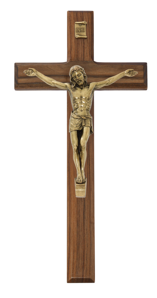 (80-01) 8" BEVELED WALNUT CRUCIFIX