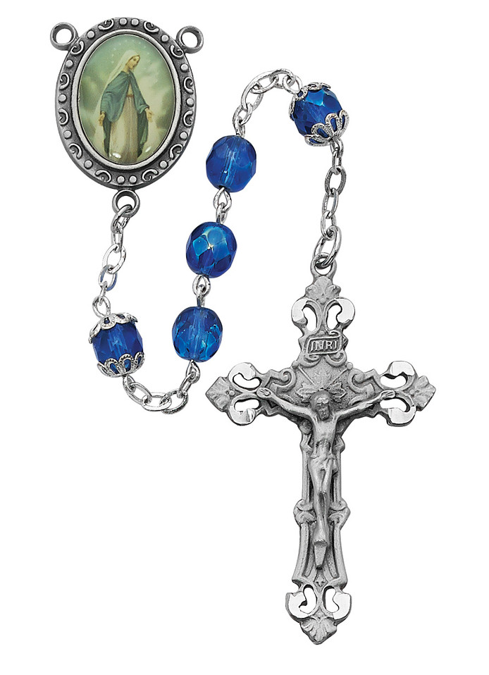 (R015DF) 7MM BLUE OL GRACE ROSARY