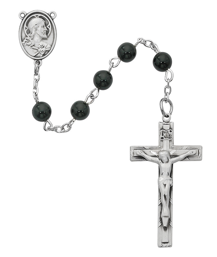 (R937F) 6MM GENUINE BLACK ONYX ROSARY