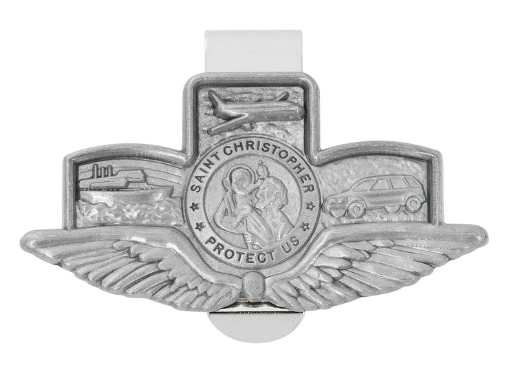 (GV560S) ST. CHRIS W/WINGS VISOR CLIP