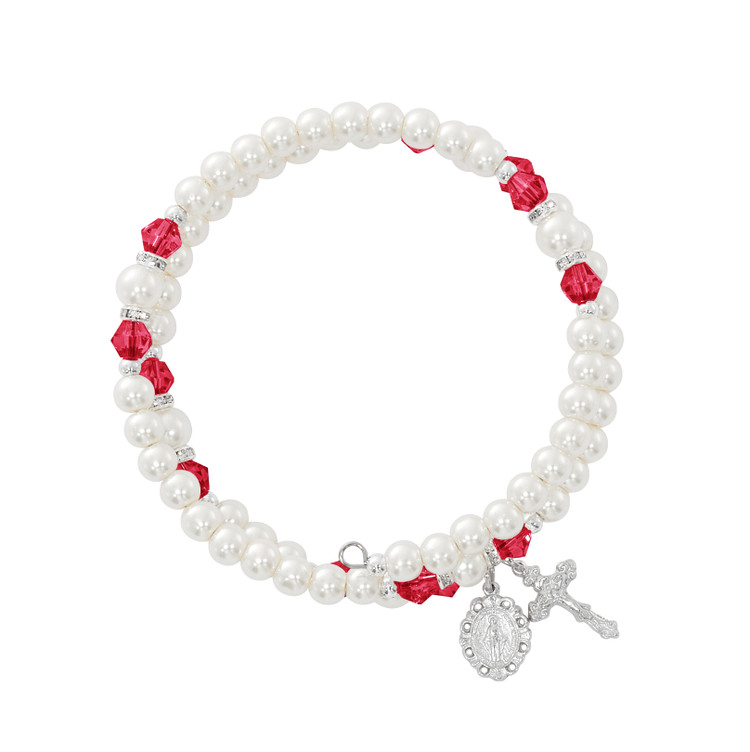 (BR7RU) RUBY & PEARL WRAP BRACELET