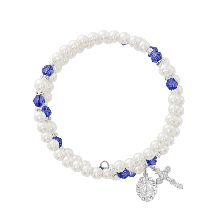 (BR7BL) SAPPHIRE & PEARL WRAP BRACELET