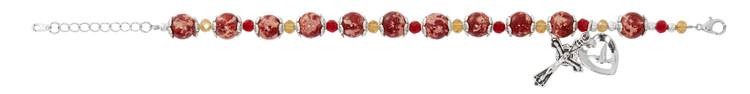 (BR364) RED MARBELINE ROSARY BRACELE