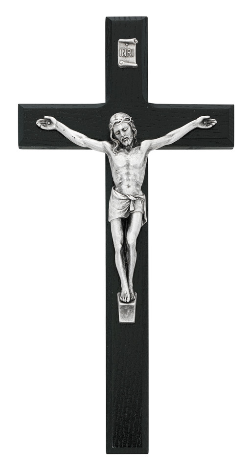 (80-45) 10" BLACK/SILVER CRUCIFIX