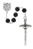 (P623F) BLACK WOOD CARVED ROSARY