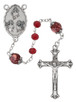 (P635C) 6MM RUBY 3 HEART ROSARY WITH