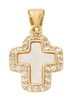 (H107) GOLD PLATE CRYSTAL M.O.P CROSS