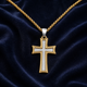 (H116) 18KT GP TWO-TONE TATANIUM CROS