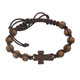 (BR688C) DARK BROWN CROSS BRACELET