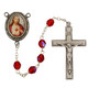 (R220DF) 6MM RED SACRED HEART ROSARY