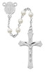 (R439RF) 6MM PEARL ROSARY RHODIUM