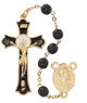 (R559HF) 7MM ROUND BLACK GLASS ROSARY
