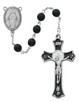 (R560DF) 7MM PEWT BLACK GLASS ROSARY