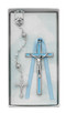 (BS54) BLUE CRUCIFIX & SHELL ROSARY