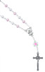 (AR75C) WHITE & PINK PEARL AUTO ROSARY
