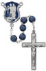 (R640DF) 8MM BLUE WOOD POLICE ROSARY