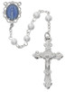 (R673RF) 5MM RHODIUM PEARL ROSARY 