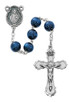 (P282R) BLUE WOOD SILVER OX ROSARY