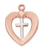 (JR788) 18" CH ROSE GOLD SS HEART CROS