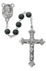 (R713DF) BLACK WOOD PEWTER ROSARY