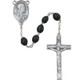 (942LF) SS 4X6MM BLACK WOOD ROSARY