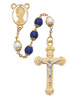 (450HF) 8MM PEARL/BLUE CAPPED ROSARY