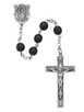 (121L-BKF) SS 7MM BLACK GLASS ROSARY