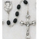 (599LF) SS 6X8MM BLACK WOOD ROSARY