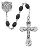(139L-BKF) SS 6X8MM BLACK WOOD ROSARY