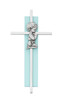 (73-60) 6" SILVER CROSS ON BLUE WOOD