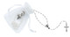 (P563RP) WHITE BAG,ROSARY AND PIN SET