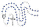 (R767W) 6MM BLUE CERAMIC FLOWER ROSARY