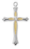 (L9289) 18" CH SS 2-TONE CRYSTAL CROSS