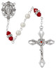 (R917GAC) 6MM PEARL, GARNET ROSARY