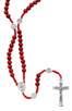 (P265F) RED WOOD CORD H.S. ROSARY
