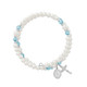 (BR7AQ) AQUA & PEARL WRAP BRACELET