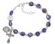 (BR357) BLUE CRYSTAL & FLOWER ROSARY