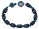 GIRLS BLUE WOOD CARLO ACUTIS STRETCH ROSARY BRACELET